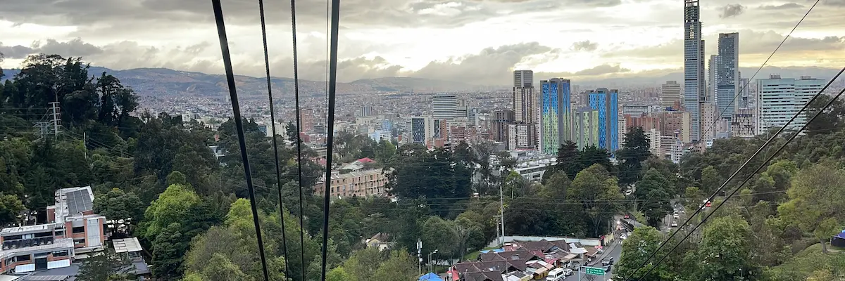 View of the Bogotá skyline from a cable car